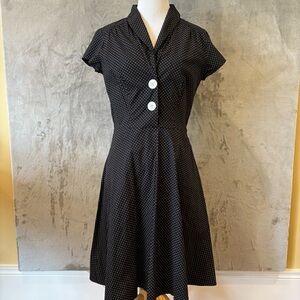 Retro Nautical Monochrome Pinup Polka Dot Dress Wmn’s Sz 11